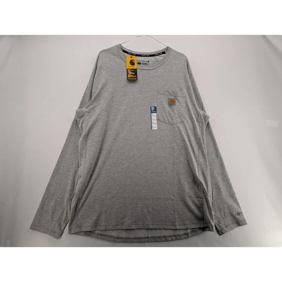 NWT Carhartt Force Relaxed Fit Long-Sleeve Pocket T-Shirt in Heather Grey sz L - Picture 1 of 6